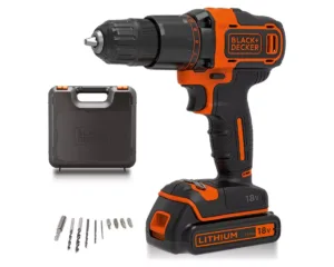 Black + Decker 18V Cordless Hammer Drill with Battery