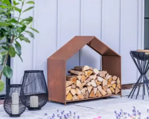 Ivyline Outdoor House Rust Log Storage