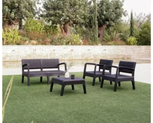 Shaf Valencia 4 Seater Plastic Garden Sofa Set - Dark Grey