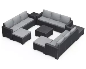 Keter California 11 Seater Garden Corner Sofa Set - Grey