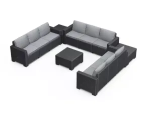 Keter California 9 Seater Garden Corner Sofa Set - Grey