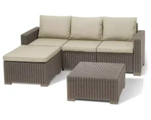 Keter California 3 Seater Garden Corner Sofa Set-Cappuccino
