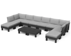 Keter Elements 10 Seater Garden Corner Sofa Set - Grey