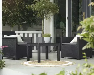 Keter Emma 2 Seater Rattan Effect Garden Bistro Set - Grey