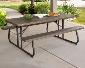 Lifetime 6 Seater Plastic Picnic Table - Brown