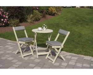Greenhurst 2 Seater Folding Wooden Garden Bistro Set-White