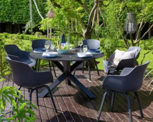 Habitat Aegaen 6 Seater Metal Patio Set - Grey